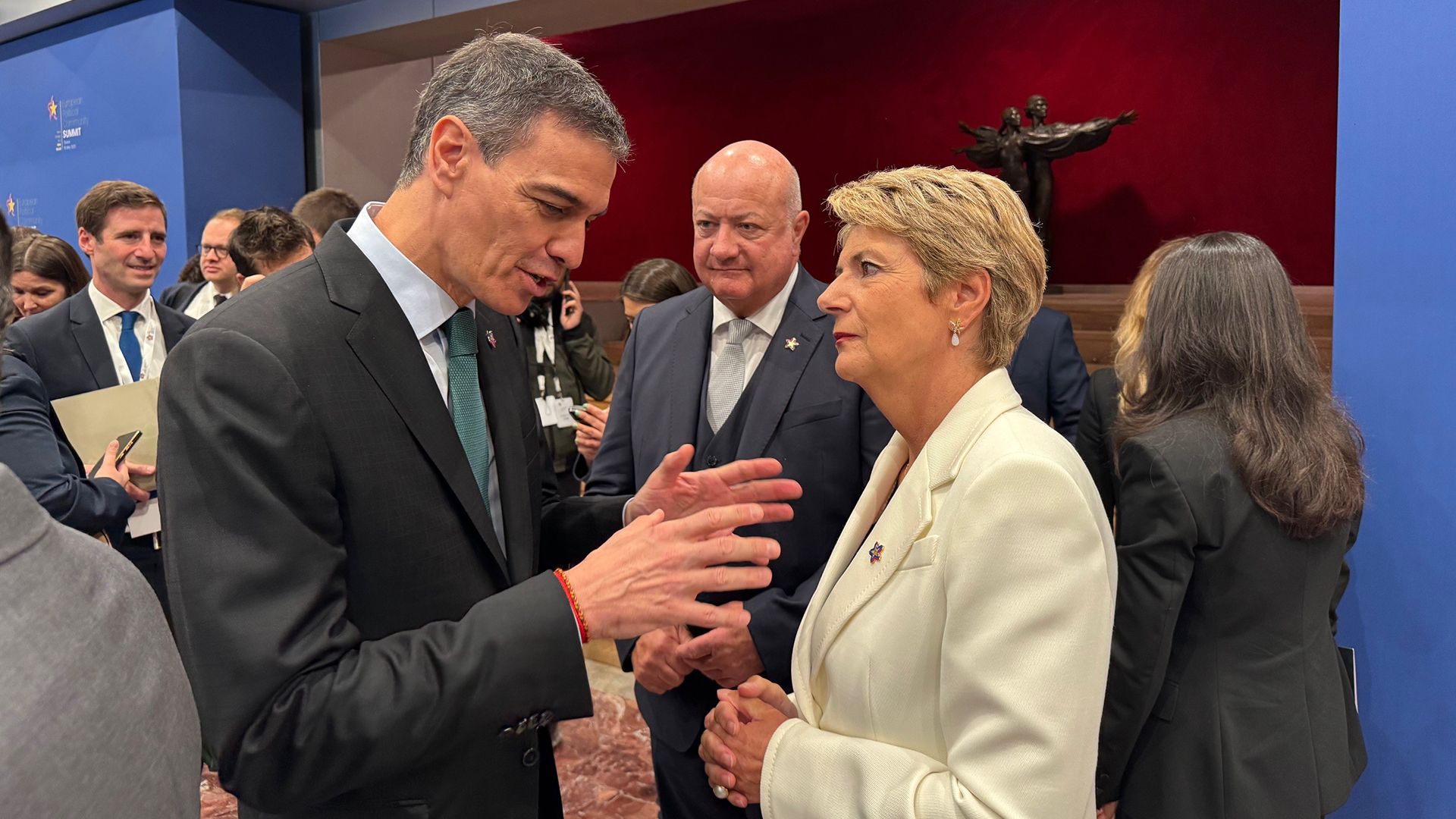 President of the Swiss Confederation Karin Keller-Sutter meets Pedro Sánchez, President of the Government of Spain, at the European Political Community summit in Tirana