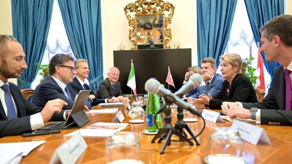 President of the Swiss Confederation Karin Keller-Sutter meets with Italian Minister of Economy and Finance Giancarlo Giorgetti