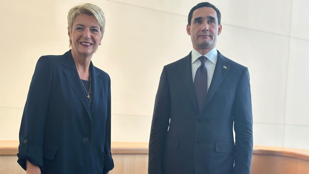 During the UN General Assembly, Swiss President Karin Keller-Sutter met with Serdar Berdimuhamedow, President of Turkmenistan.