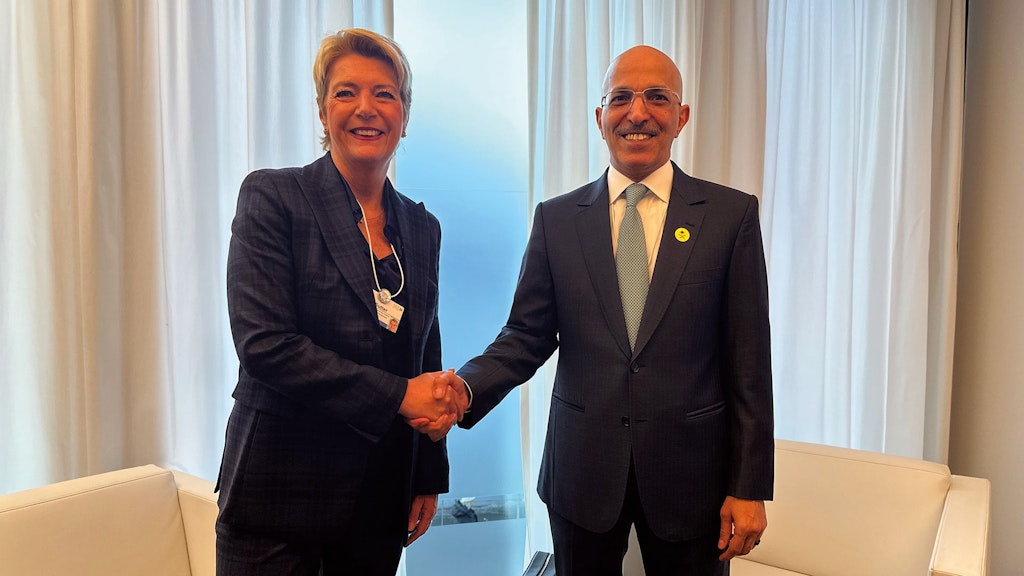 Federal Councillor Karin Keller-Sutter meets Saudi Finance Minister Mohammed Al-Jadaan.