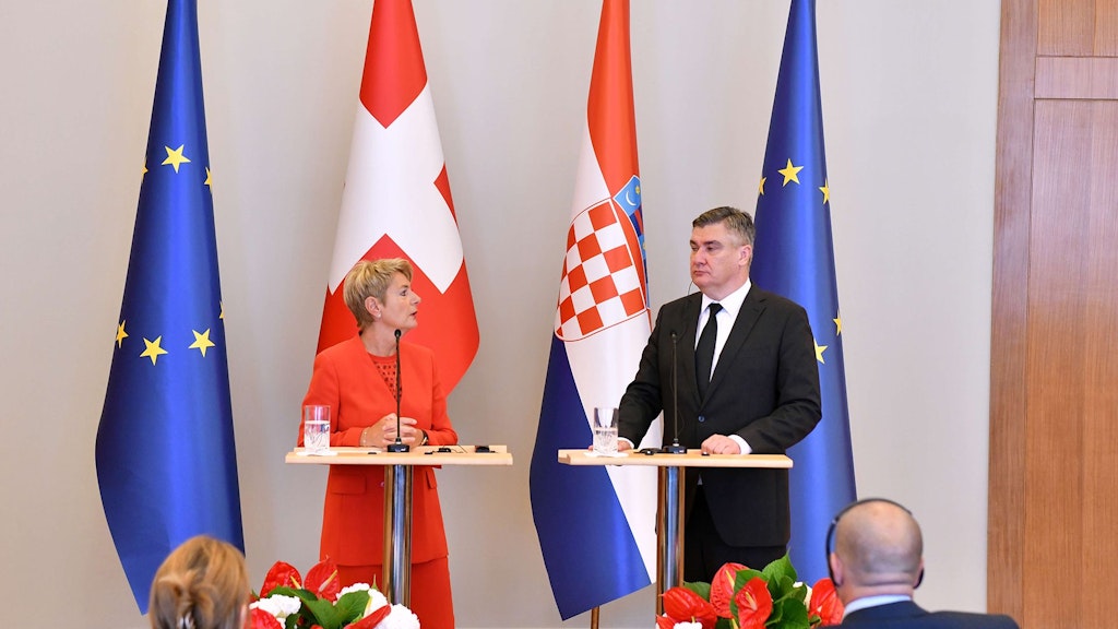 President of the Swiss Confederation Karin Keller-Sutter meets with Croatian President Zoran Milanović