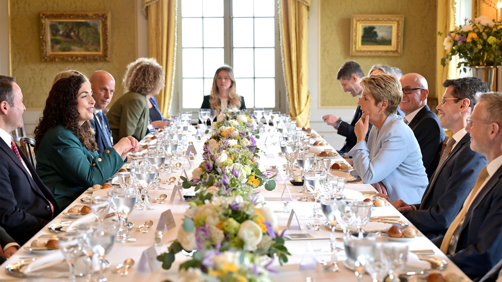 President of the Swiss Confederation Karin Keller-Sutter has lunch with Kosovo President Vjosa Osmani Sadriu at the Lohn