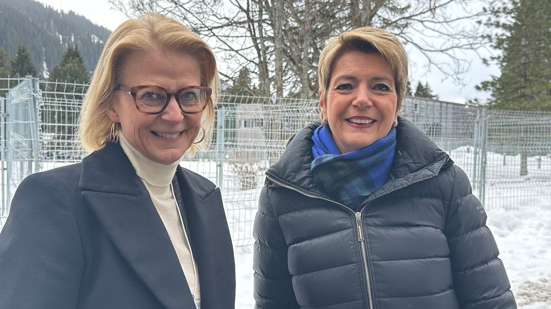 Karin Keller-Sutter with Elisabeth Svantesson, Swedish Minister of Finance at the WEF 2025 in Davos