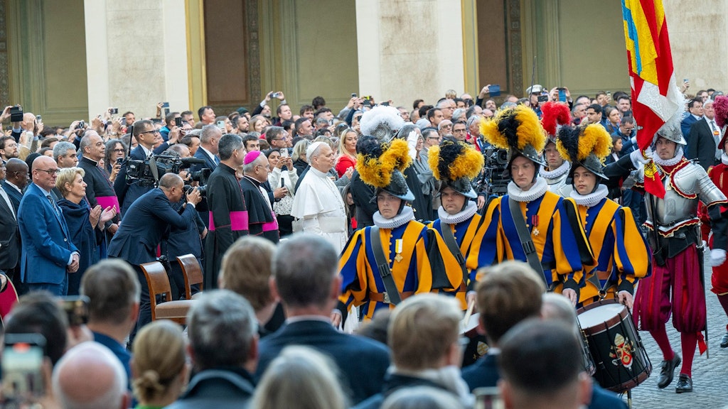 President of the Swiss Confederation Karin Keller-Sutter attends the swearing-in ceremony of the Swiss Guard