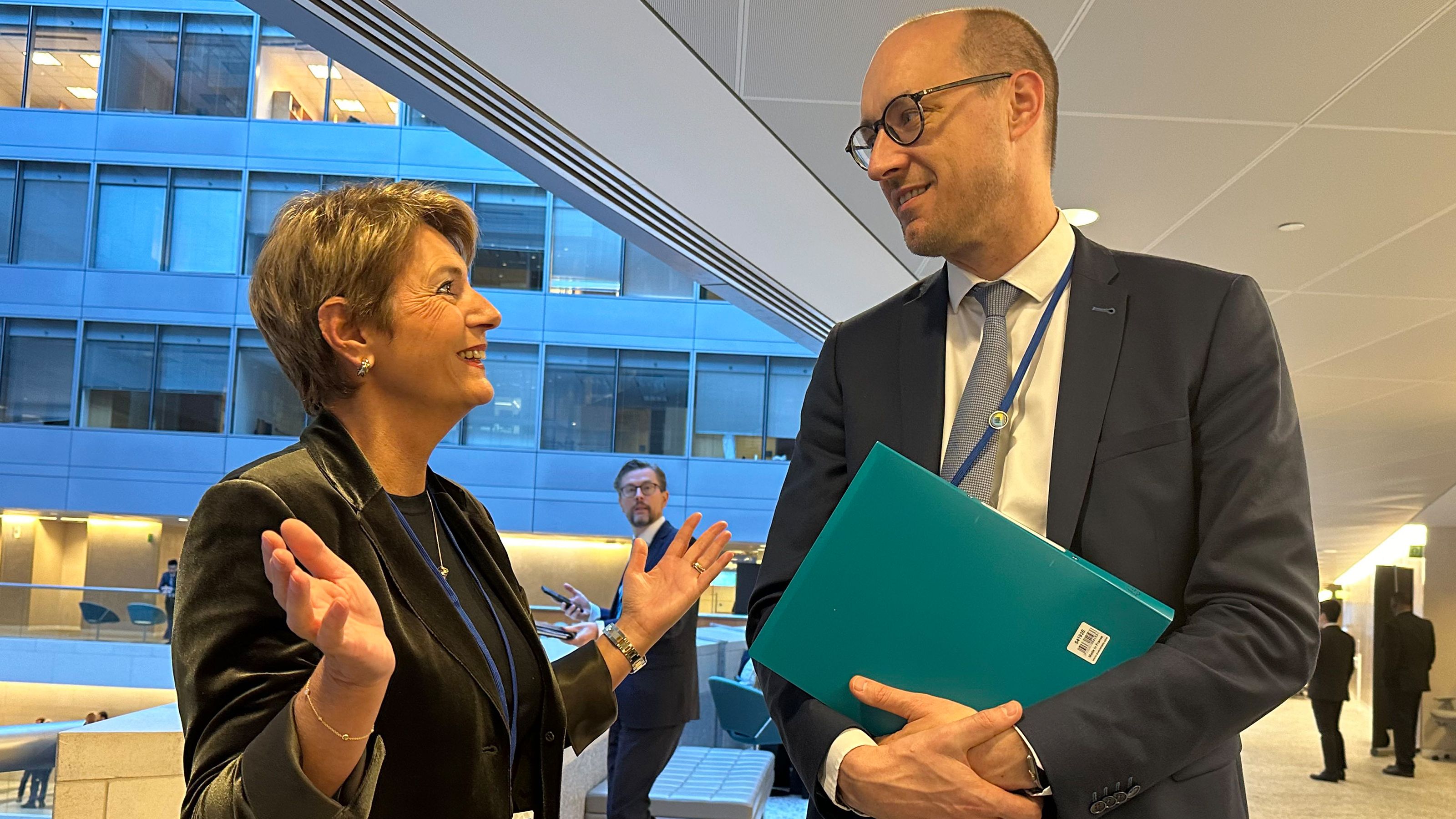 Federal Councillor Karin Keller-Sutter with Vincent Van Peteghem, Minister of Finance of Belgium