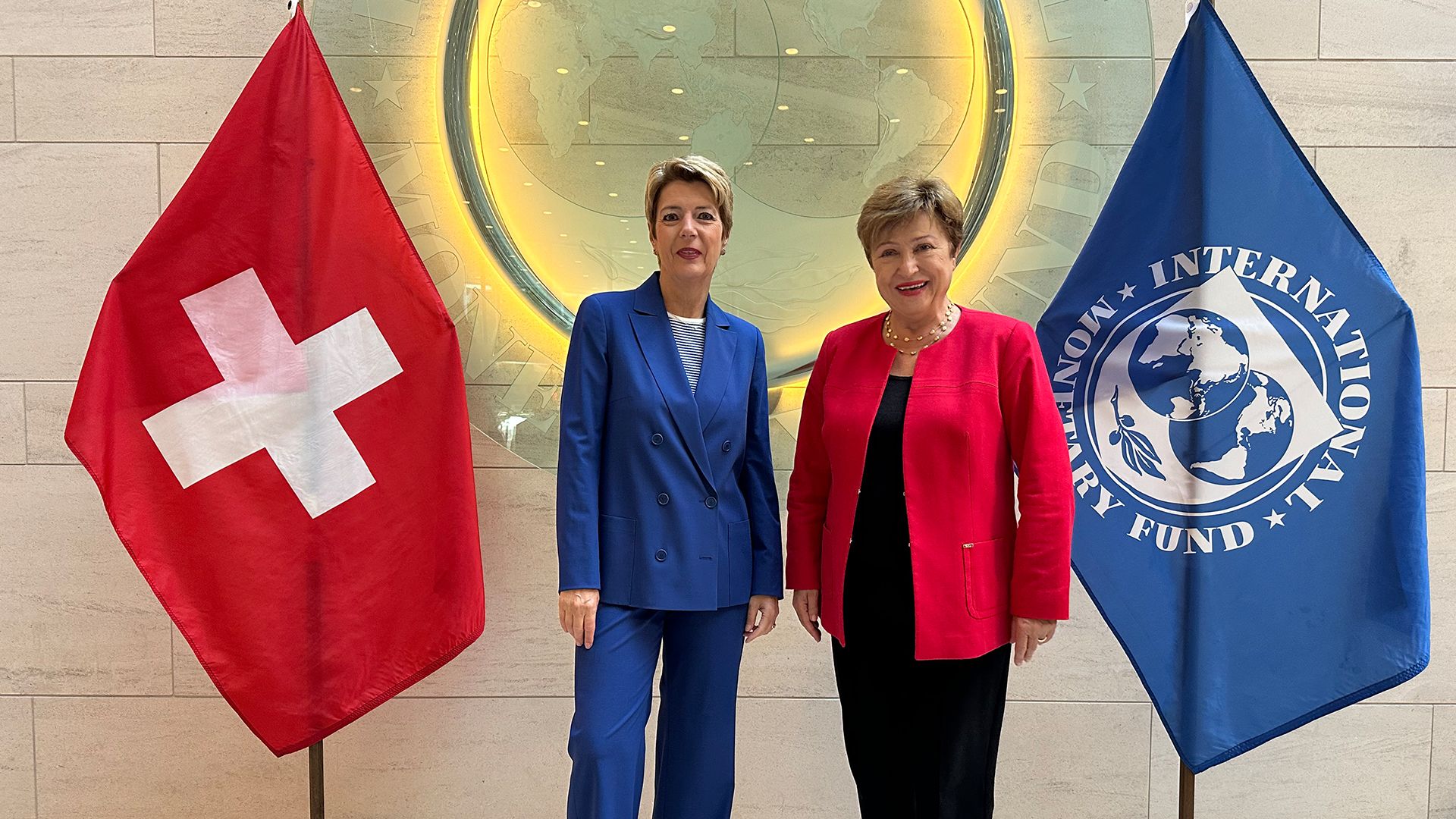 Federal Councillor Karin Keller-Sutter with Kristalina Georgieva, Managing Director of the International Monetary Fund