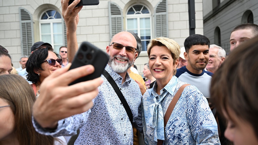President of the Swiss Confederation Karin Keller-Sutter meets the public in St. Gallen