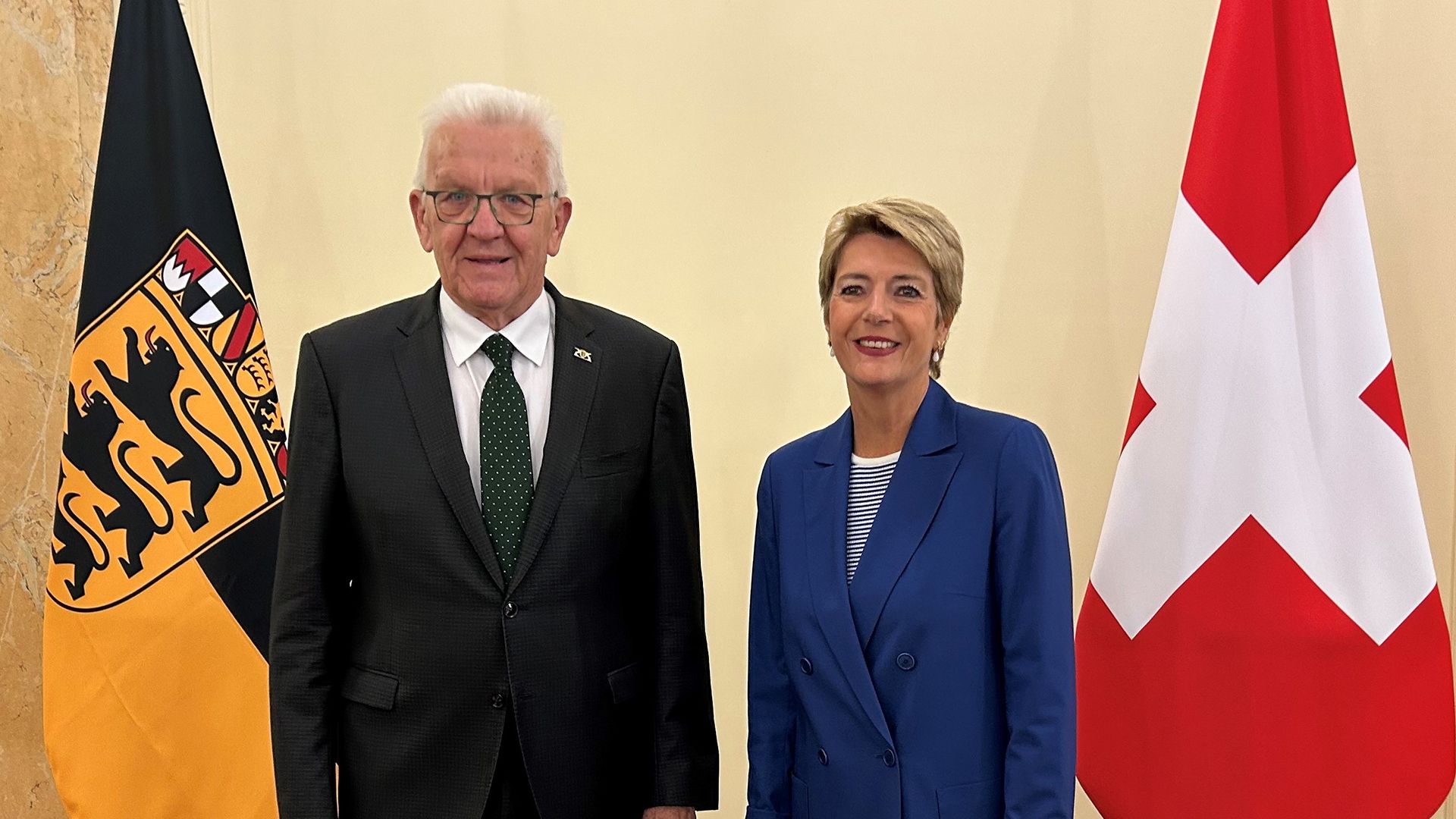 Federal President Karin Keller-Sutter with Baden-Württemberg's Minister President Kretschmann