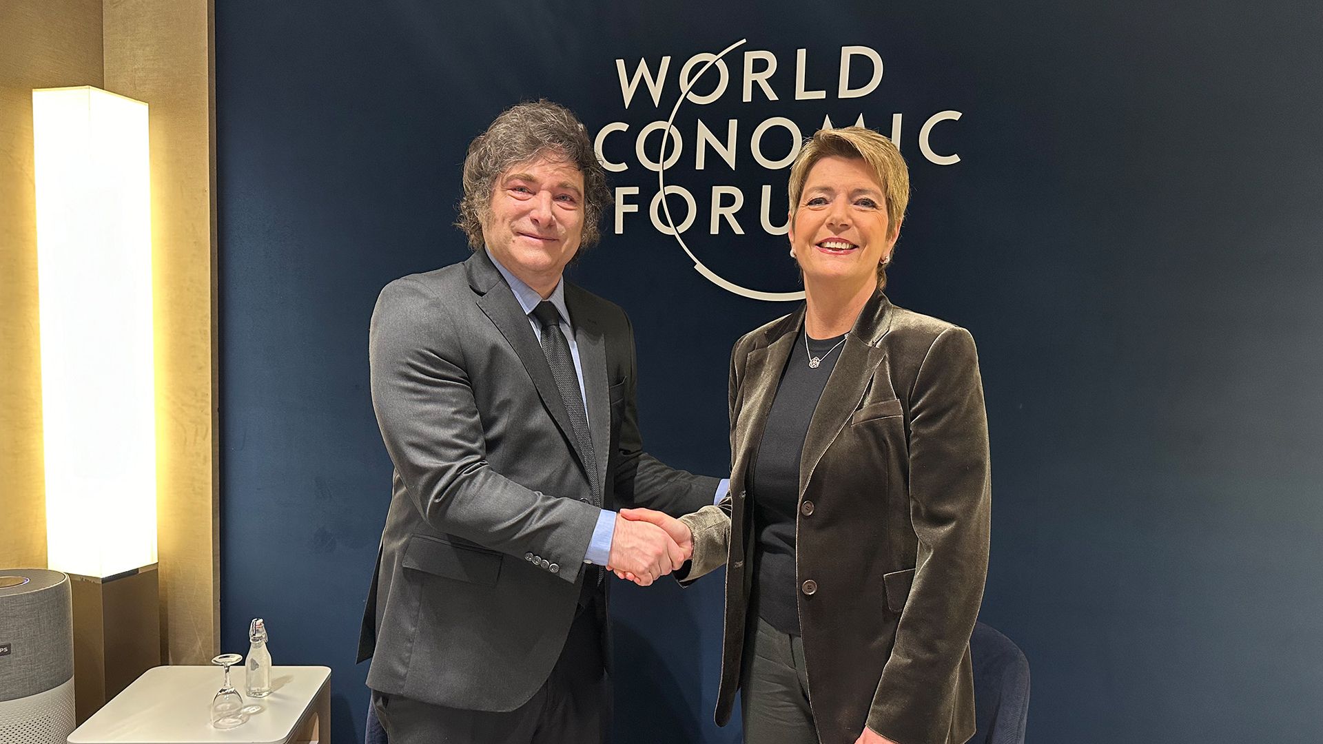 Karin Keller-Sutter avec Javier Milei, président de l'Argentine au WEF 2025 à Davos