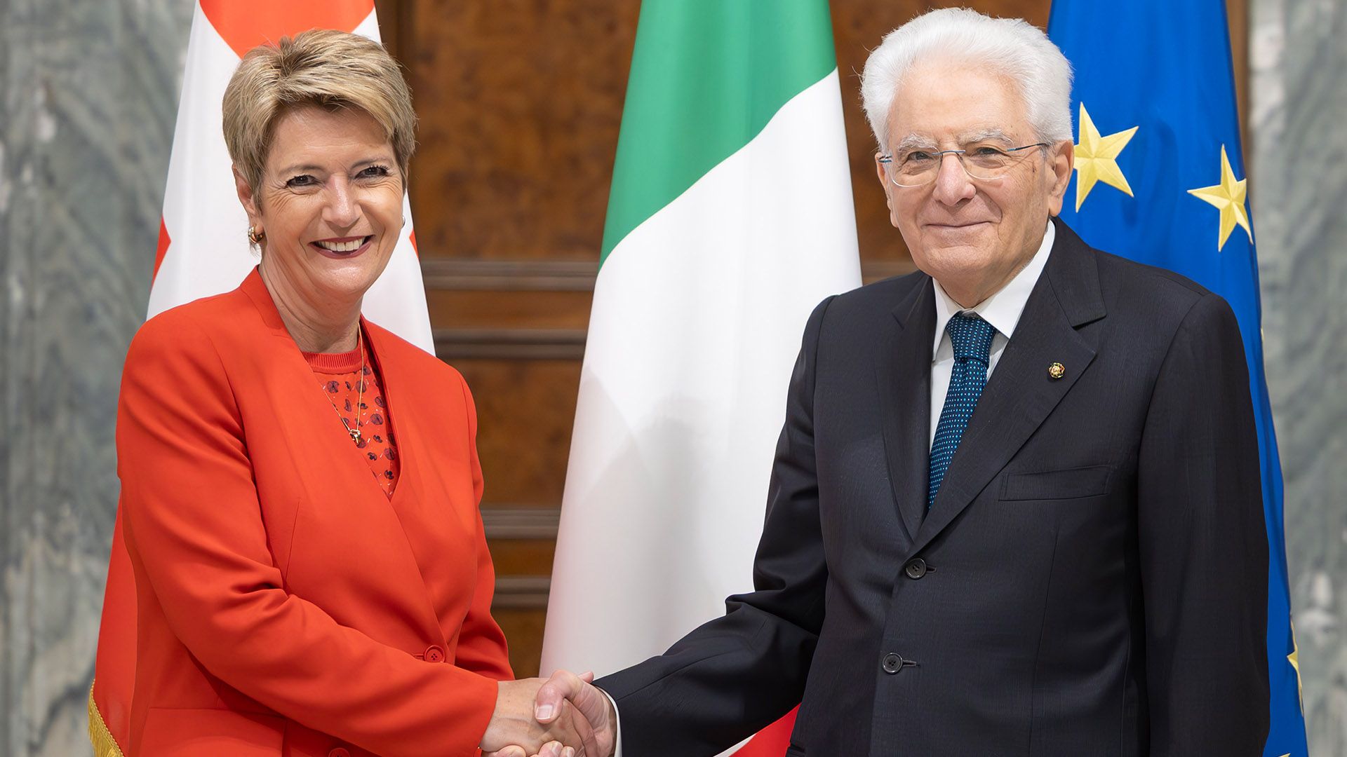 Le président de la République Sergio Mattarella rencontre Karin Keller-Sutter, présidente de la Confédération suisse